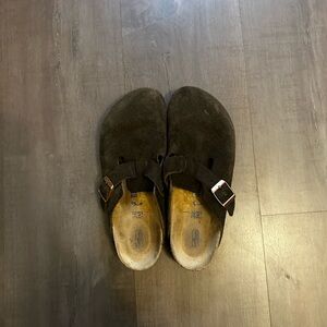 Birkenstock Dark Brown Suede Clogs